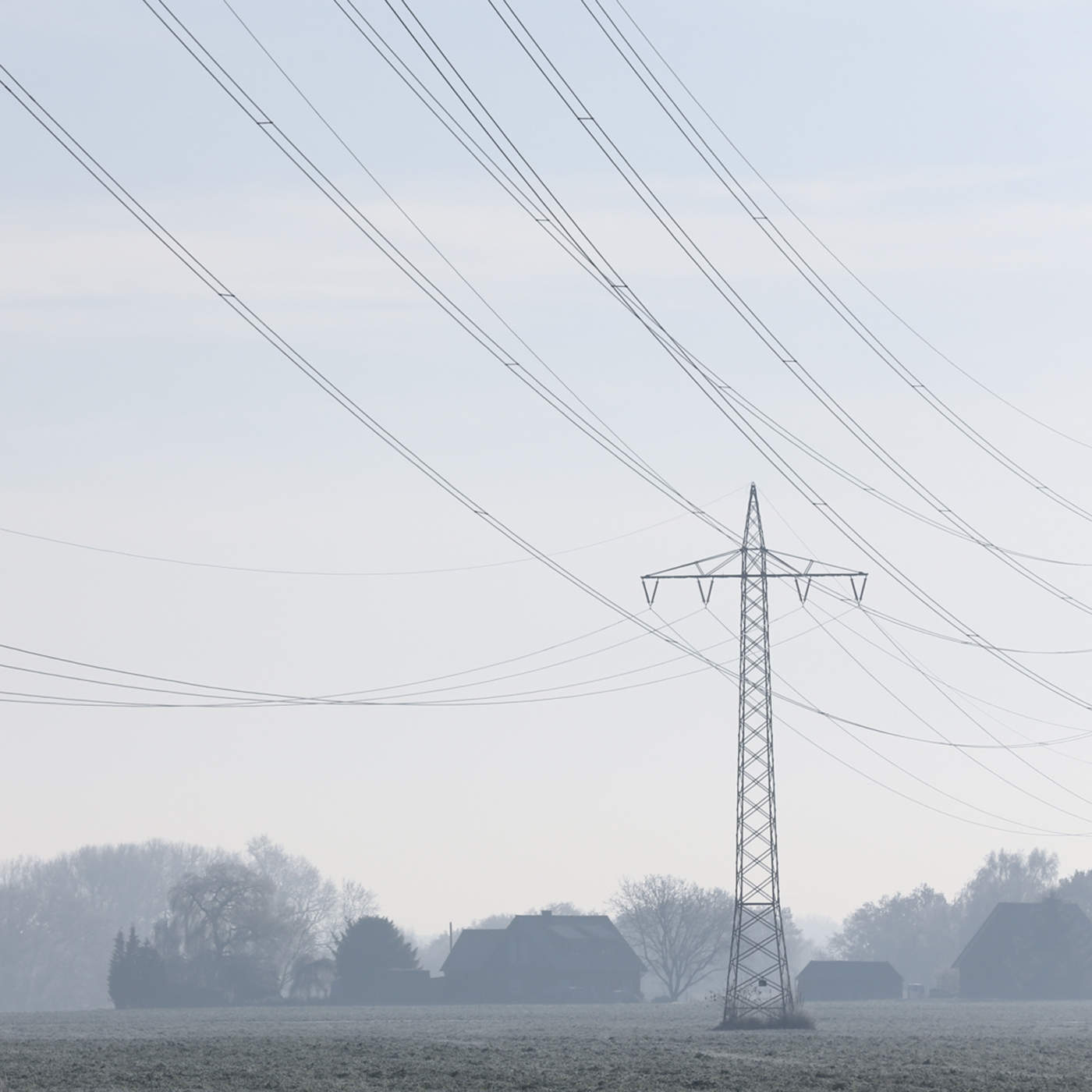 Energieanbindung in Greven Strommasten im Münsterland
